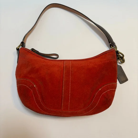 Vintage Coach 4284 Red Suede Soho Hobo Shoulder Bag 2004 Y2K Era Rare Colorway - Picture 2 of 12